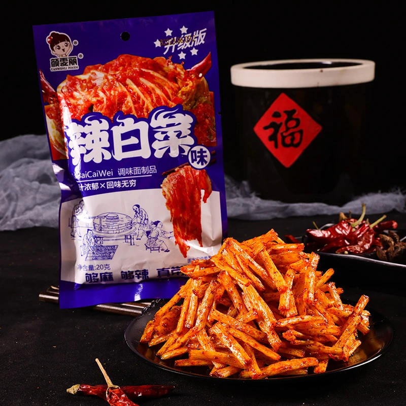 颜雯丽网红辣白菜味辣条调味面制品香辣麻辣经典怀旧休闲辣味零食