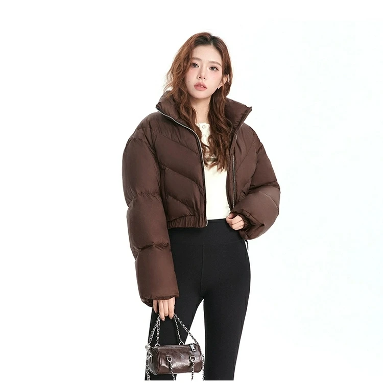 冬季新款女短款韩版时尚加厚保暖立领面包羽绒服外套