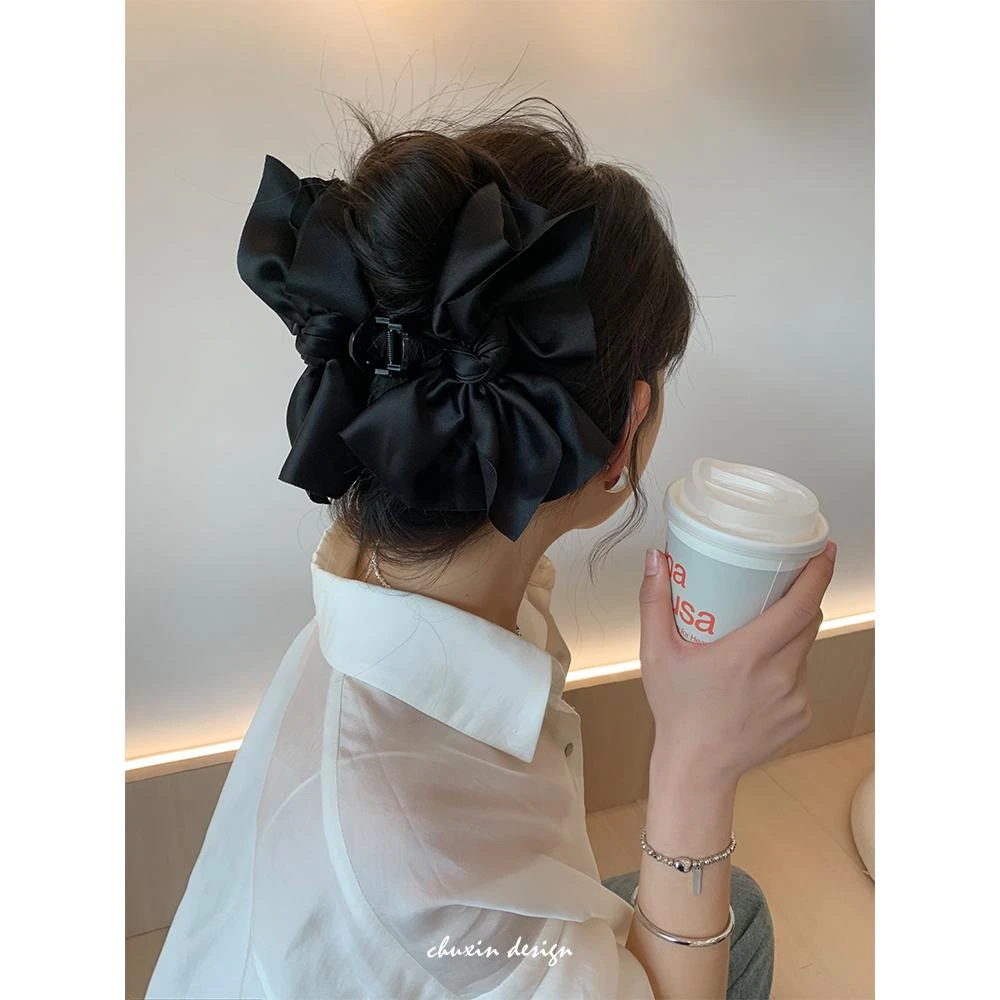 超大蝴蝶结抓夹高级感在逃公主后脑勺发夹盘发鲨鱼夹网红发卡头饰