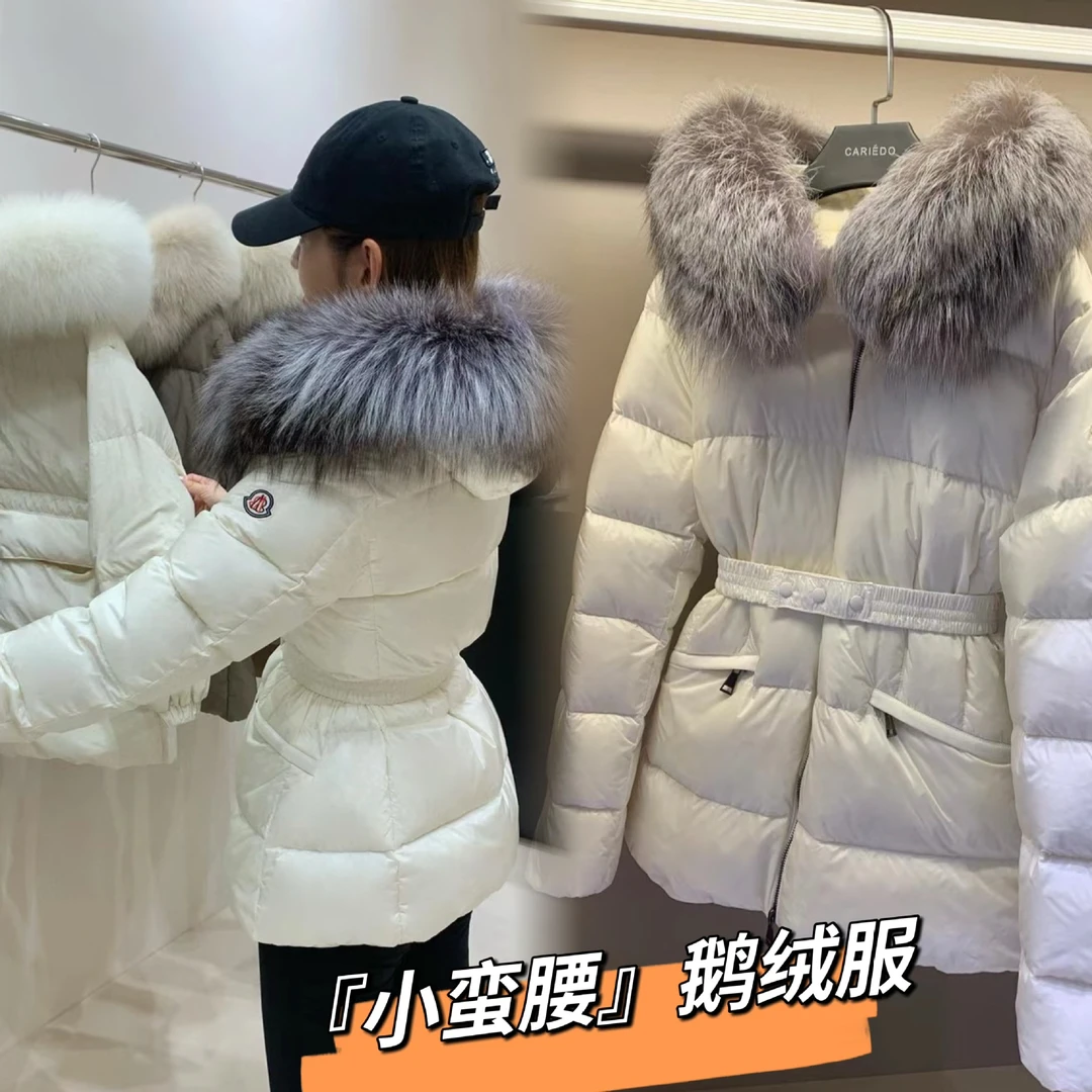 爆款24年时尚大毛领连帽加绒收腰显瘦加厚高级保暖外套