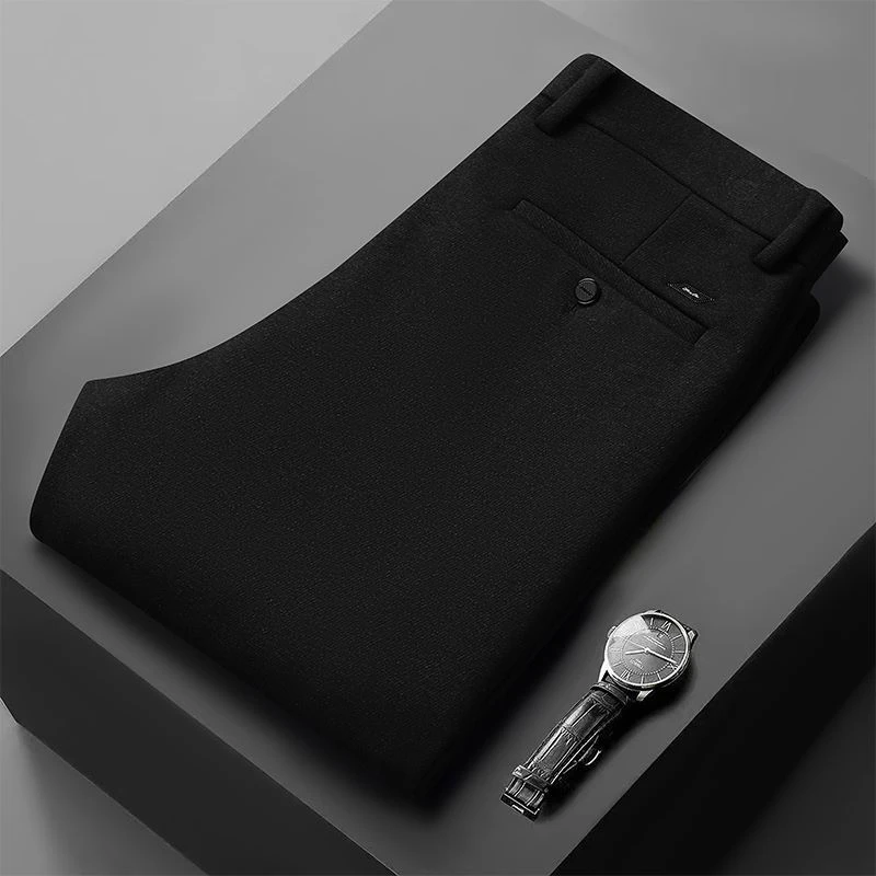 秋冬新款高端商务休闲男裤轻奢时尚百搭直筒弹力加绒加厚西裤裤子