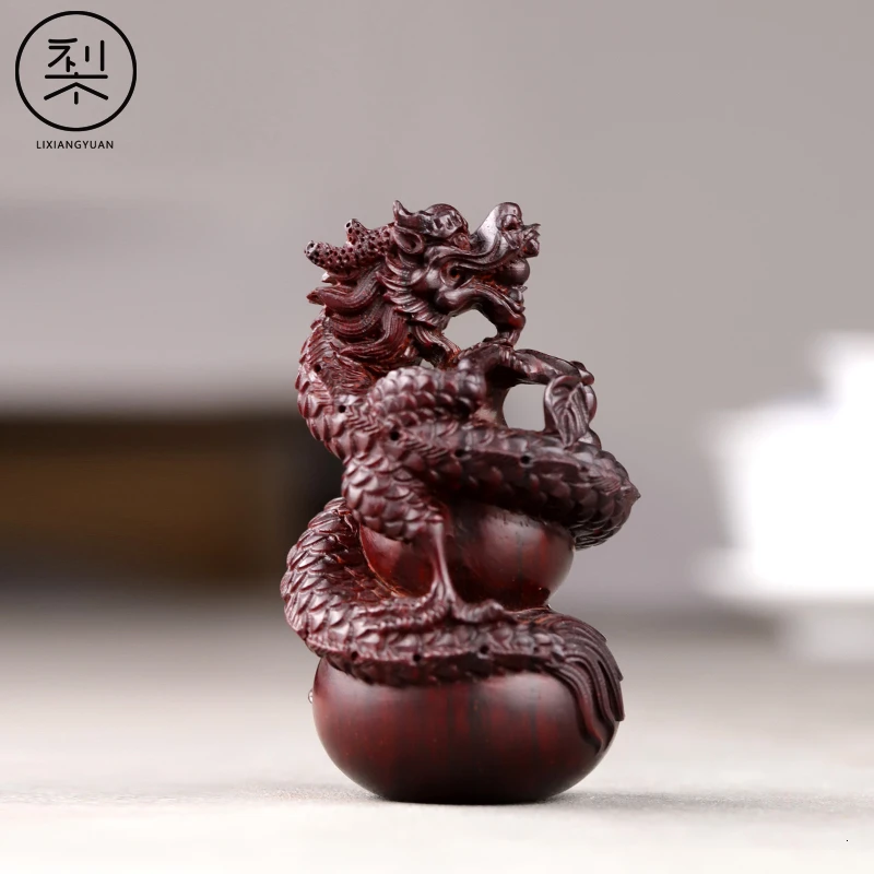 梨香院盘龙小葫芦手把件印度小叶紫檀木男士手上盘玩文玩把玩物件