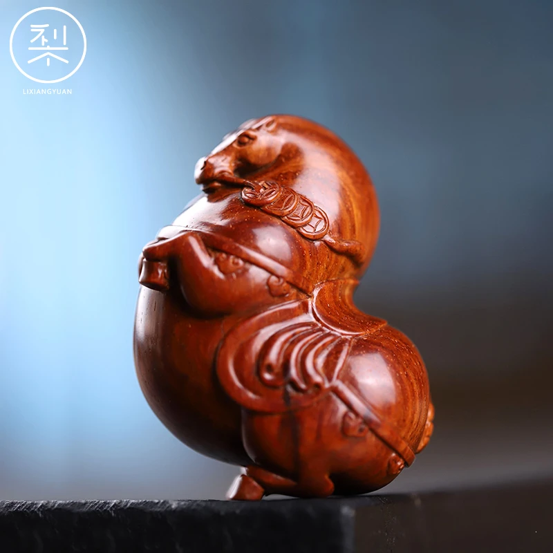 梨香院盛世唐马手把件印度小叶紫檀檀香紫檀手把件茶书房空把玩物