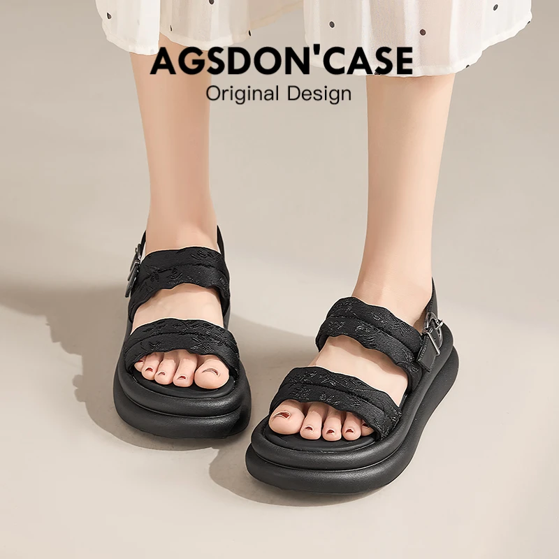 342182新中式凉鞋女2024新款夏季配裙子厚底黑色国风高级感凉拖