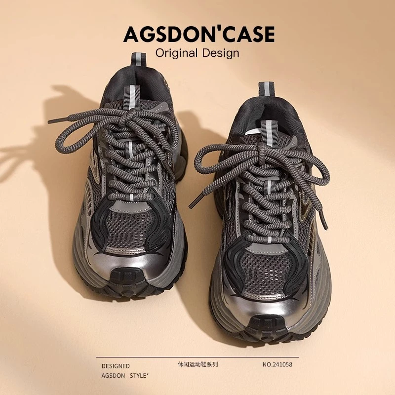 241058厚底老爹鞋女2024新款春季高级感女鞋超火复古小众运动鞋