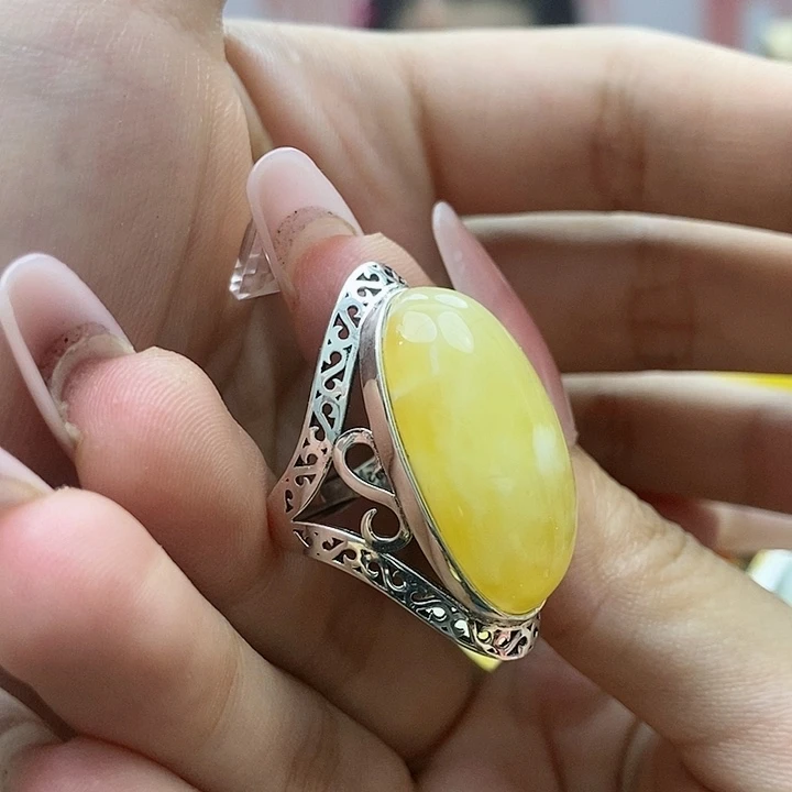 琥珀戒指未镶嵌戒指