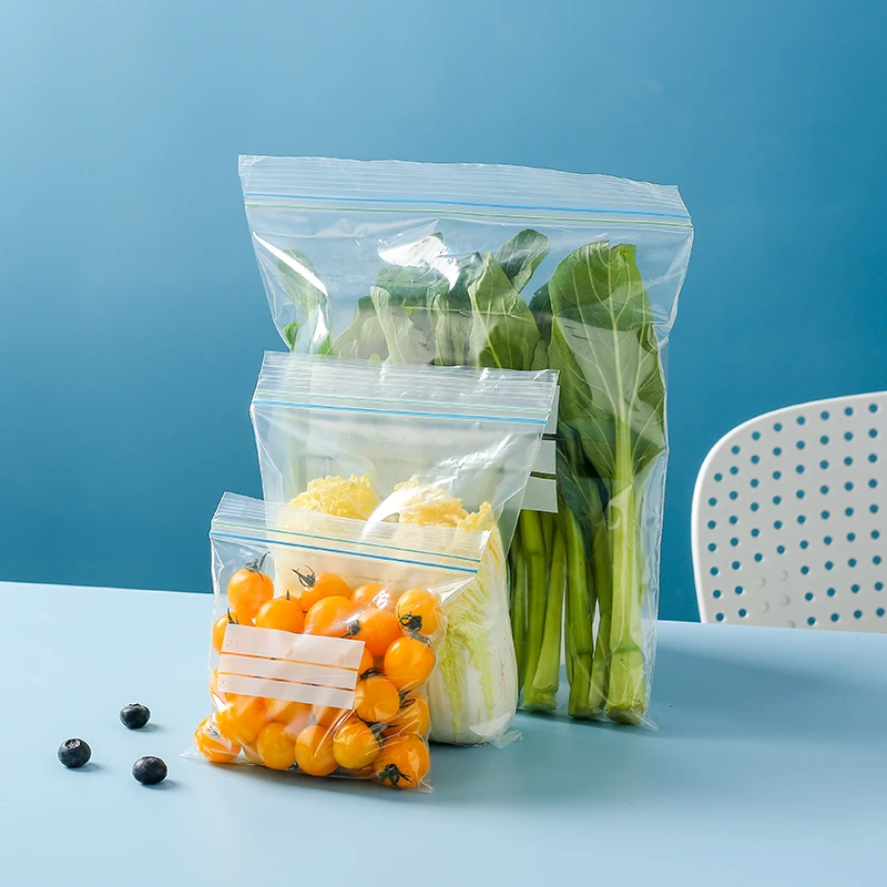 保鲜袋双筋密封食品级冰箱收纳专用袋子带封口自封袋家用分装塑封