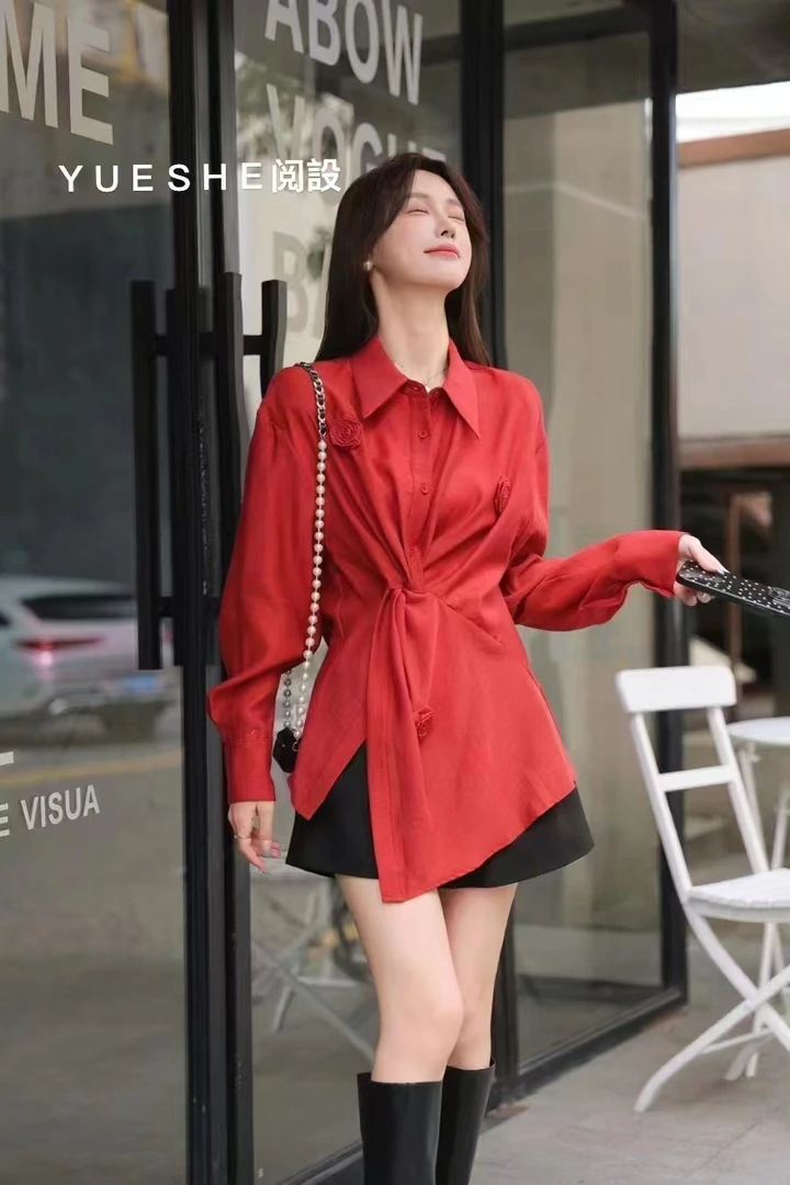 衬衫韩版设计感时尚收腰显瘦气质衬衣