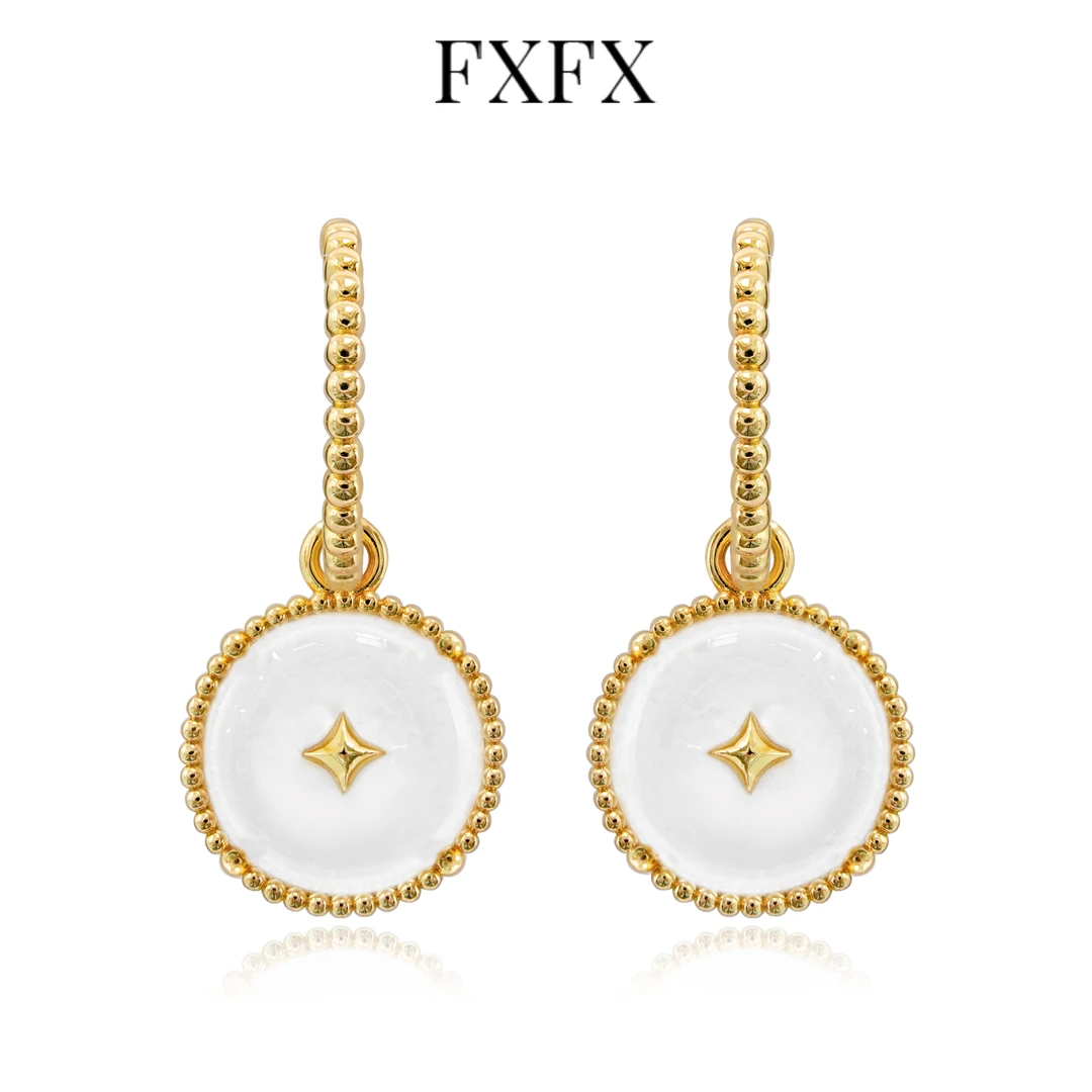 FXFX 925银合成锆石耳饰 【星宿】冰透 平安扣镶嵌轻奢春日花花耳坠