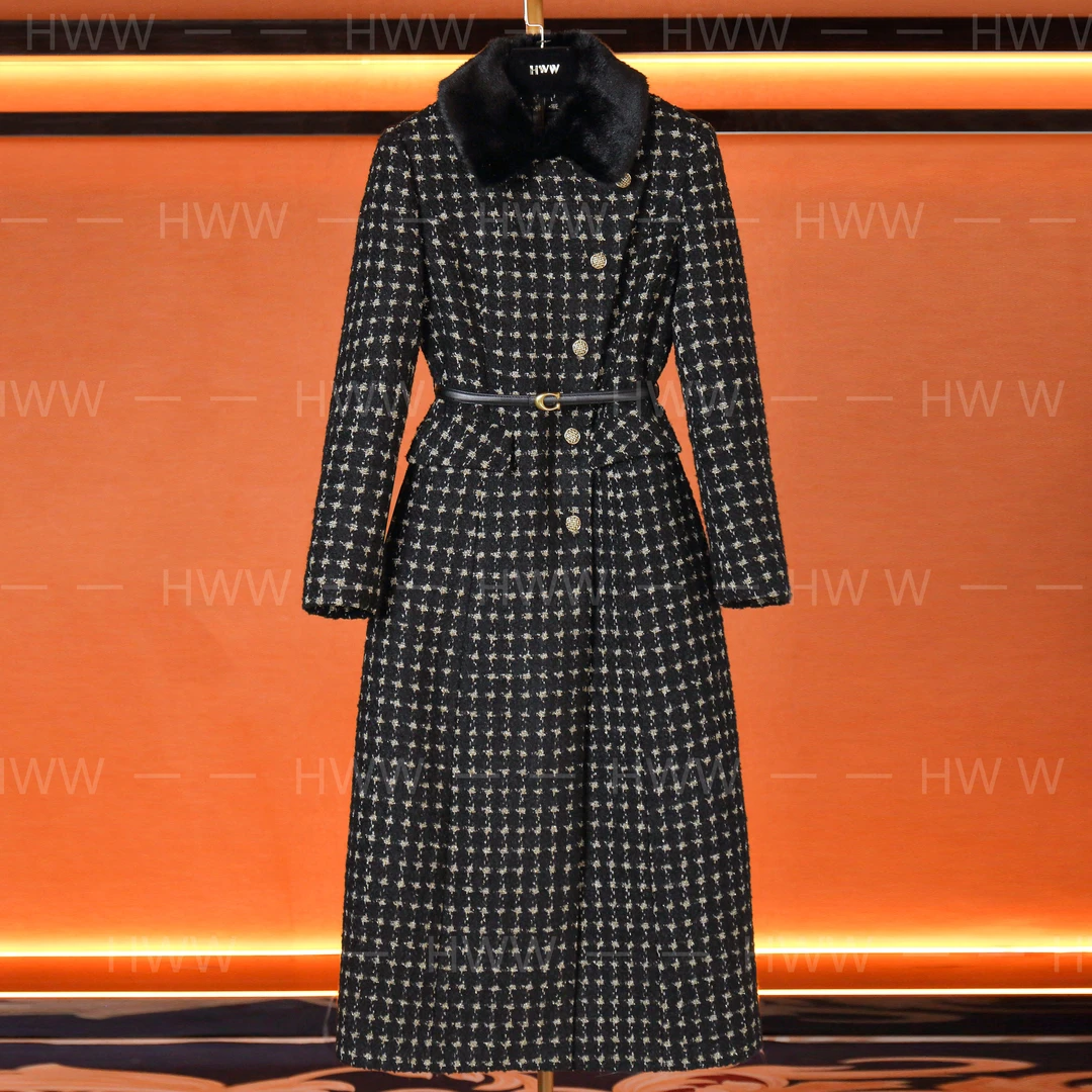 LL/90白鹅绒含羊毛袖子有绒气质经典设计师收腰鹅绒服DHZFF406280