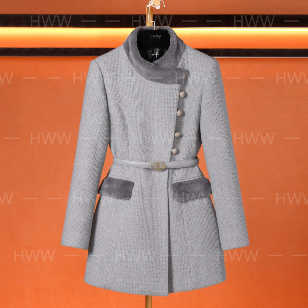 【赫尔温】90白鹅绒含羊毛袖子有绒时尚气质收腰羽绒服DHZHJ406838