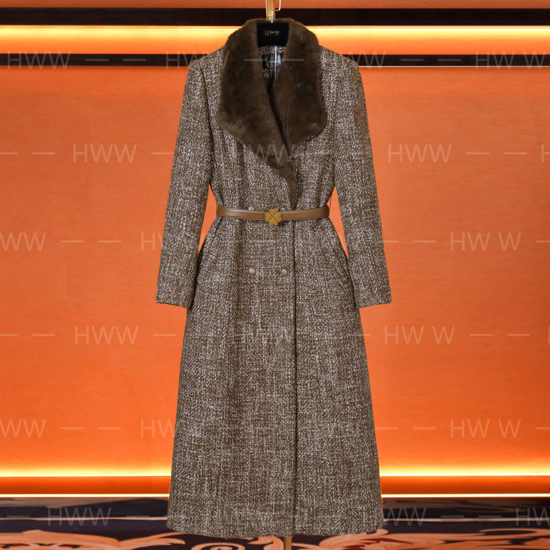 LL/90白鹅绒含羊毛气质时尚经典设计师收腰显瘦羽绒服DHZFF406072