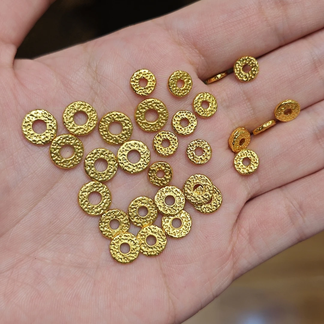 精工铜合金锤纹陨石纹隔片垫片卡环diy手串手链文玩串珠配件男女