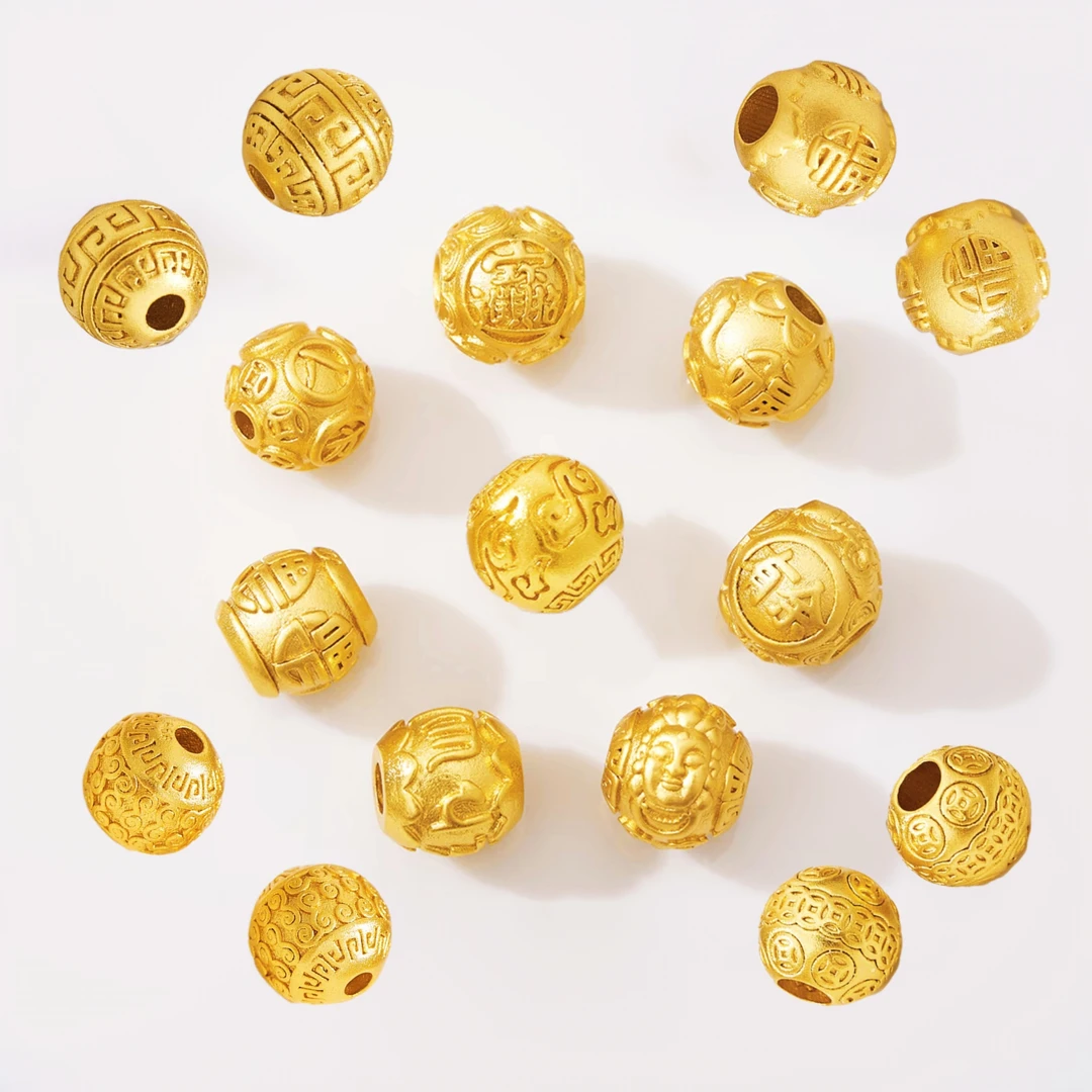 铜合金钱币祥云心经回纹福字锦鲤转运珠通孔隔珠散珠diy配件