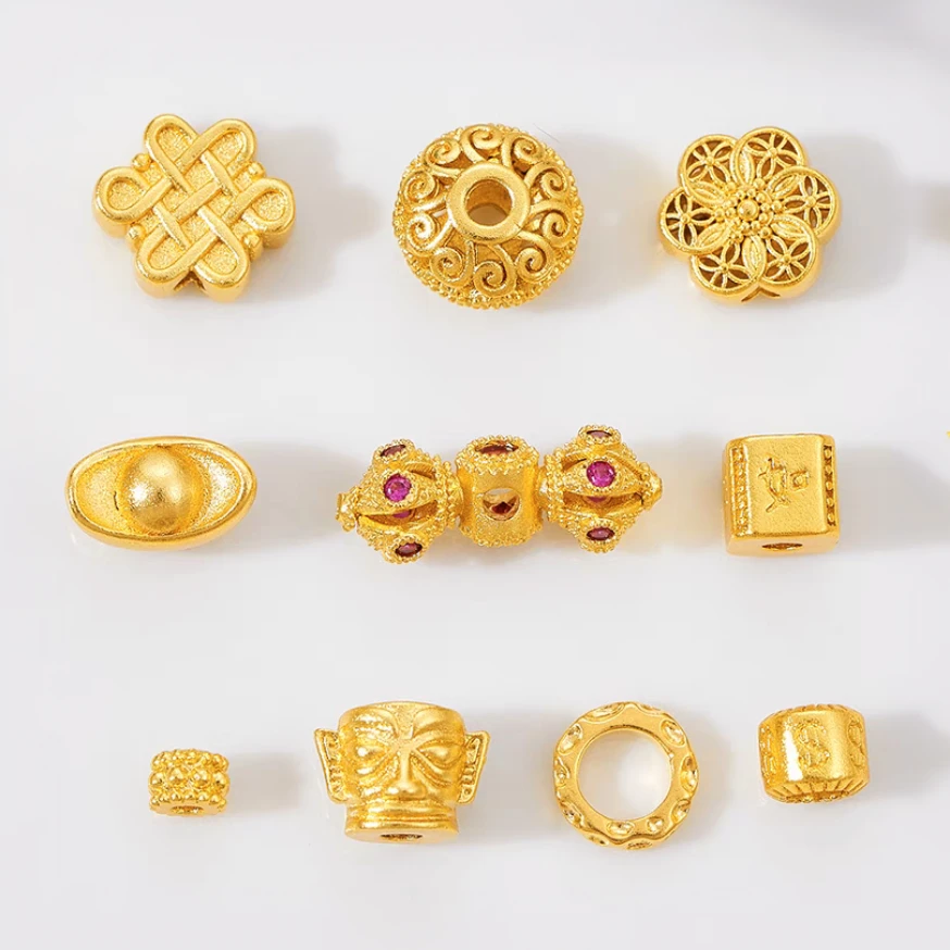 铜合金迷你元宝中国结吉祥如意隔珠盘缠隔圈回纹飞碟珠diy配件