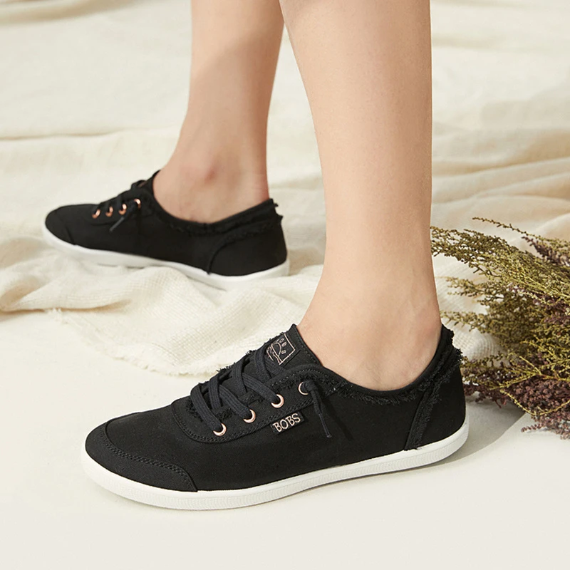 Skechers斯凯奇简约学院风通勤小白鞋休闲低帮帆布鞋女款平底鞋