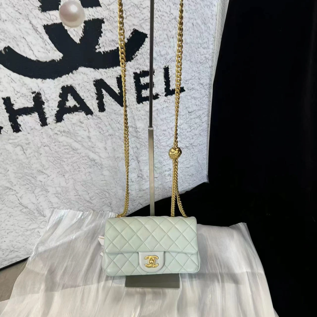 95新 Chanel/香奈儿 坤球奢选 香奈儿山茶花金球cf链条包（芯片）