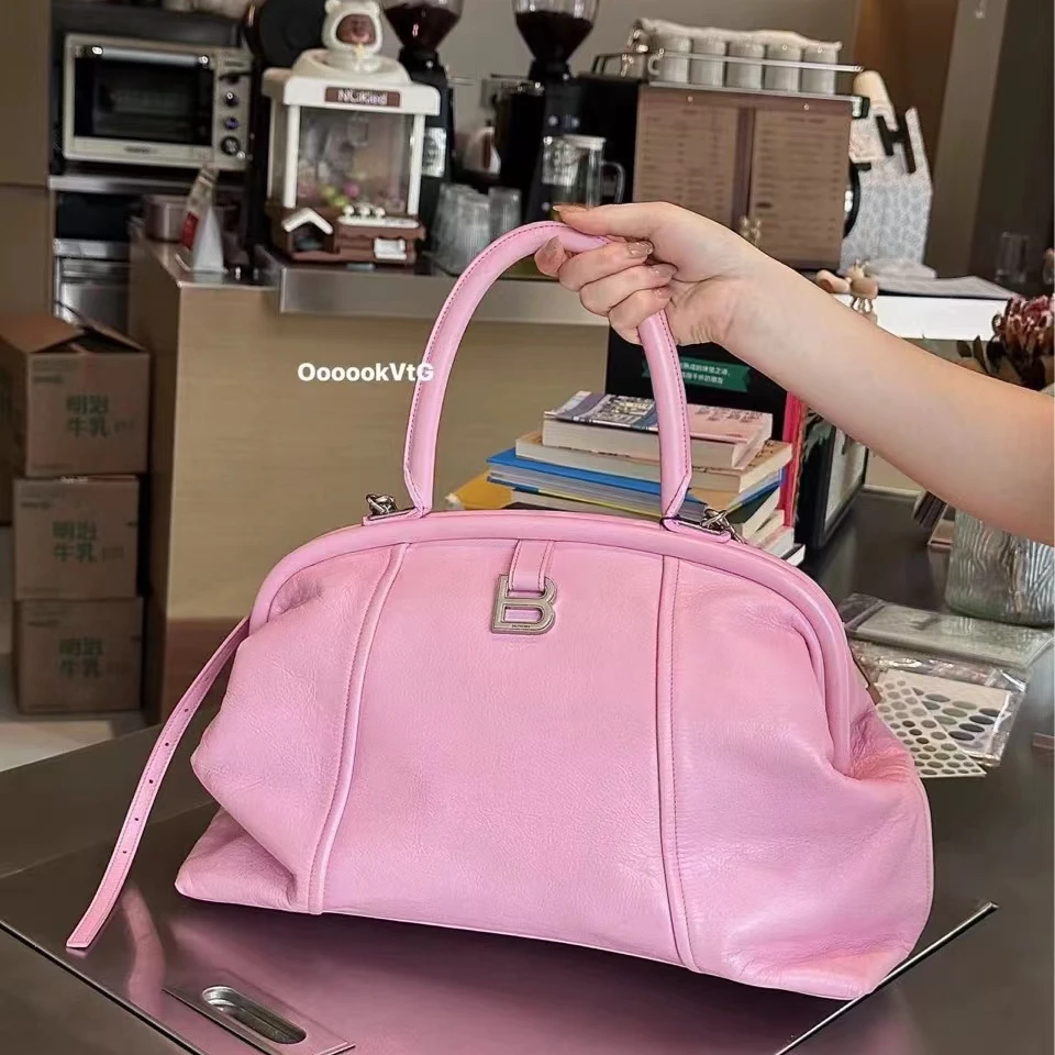 95新 Balenciaga/巴黎世家 CS5217/粉色Editor大号/斜挎包