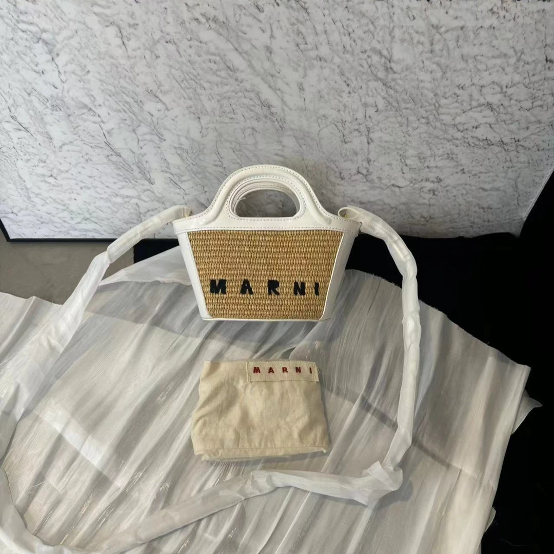 95新 MARNI 坤球奢选 marni玛尼mini菜篮子斜挎包