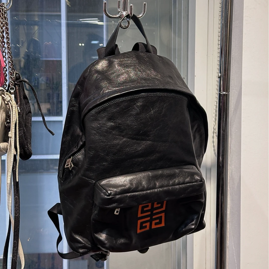95新 Givenchy/纪梵希 CS5376/纪梵希黑橙油蜡双肩包