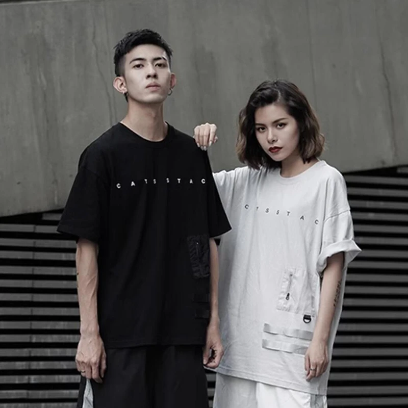 夏季机能风印花圆领短袖男潮牌户外山系休闲情侣T恤纯棉运动上衣