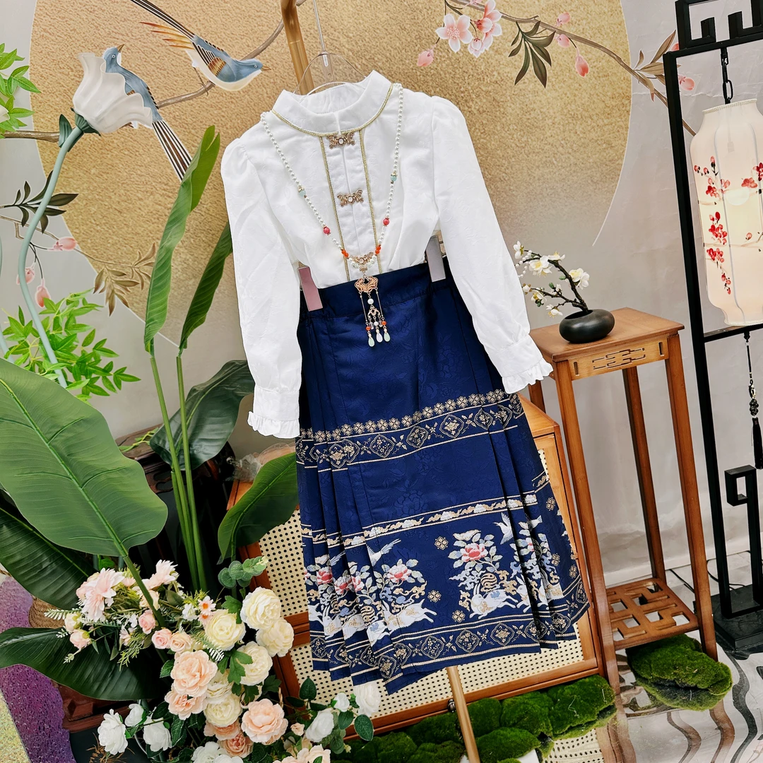【宫蝉玉兔】明制马面裙套装汉服亲子款装儿童马面裙国风女童时百搭