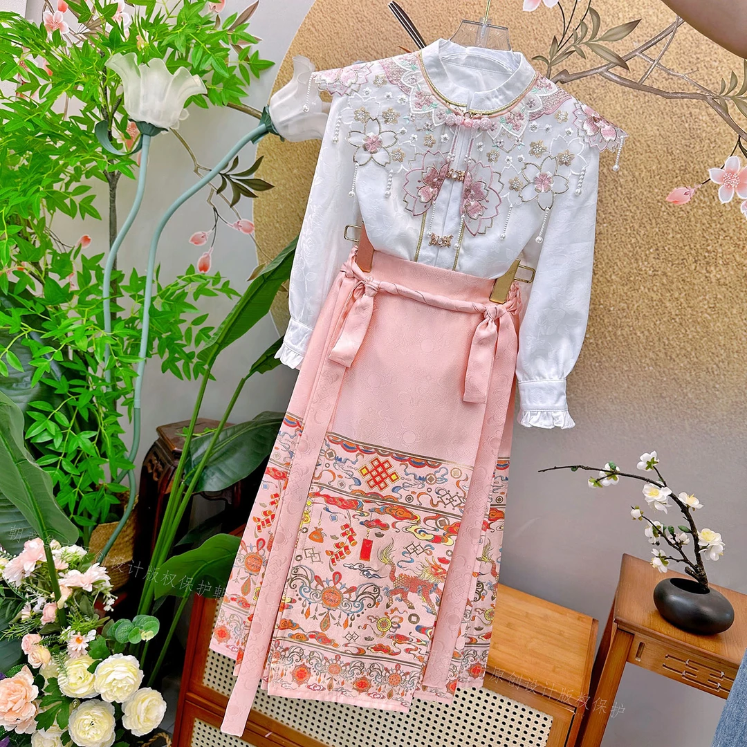 【小麒麟】春夏四季亲子款明制马面裙汉服古风女童马面裙国风礼服汉