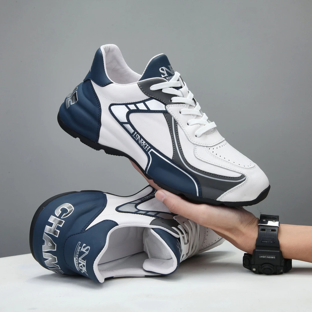 2024潮流新款真皮时尚百搭日常跑步运动厚底低帮潮鞋拼色款舒适鞋