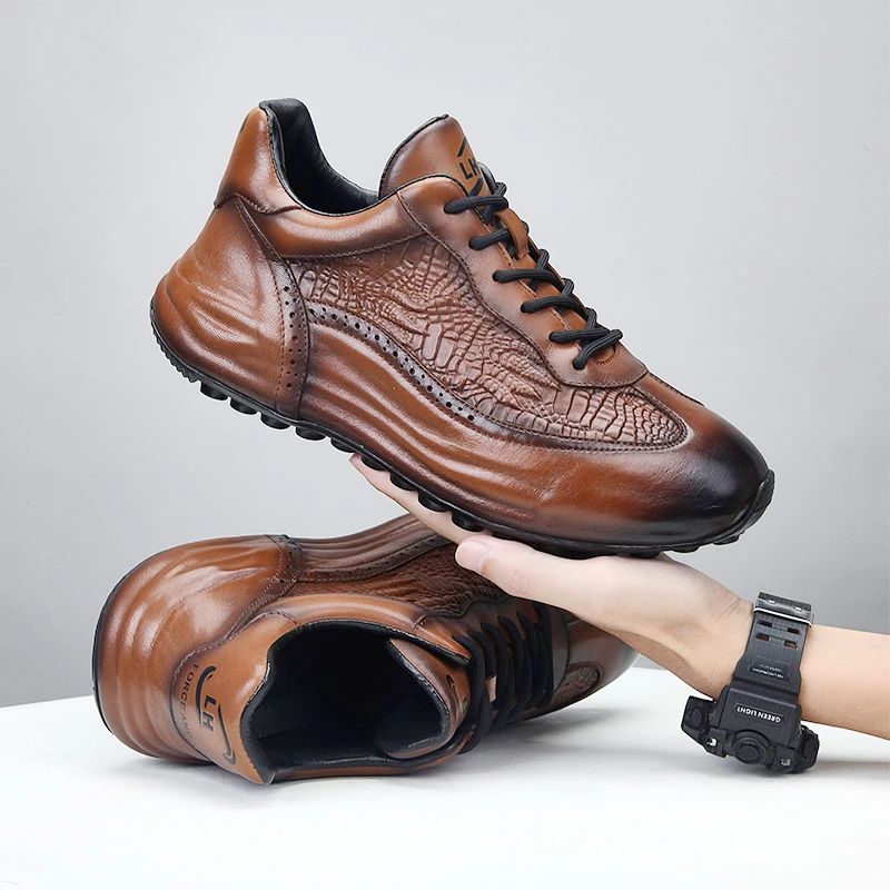男鞋2023秋季新款舒适百搭手工头层牛皮高端复古男士休闲皮鞋