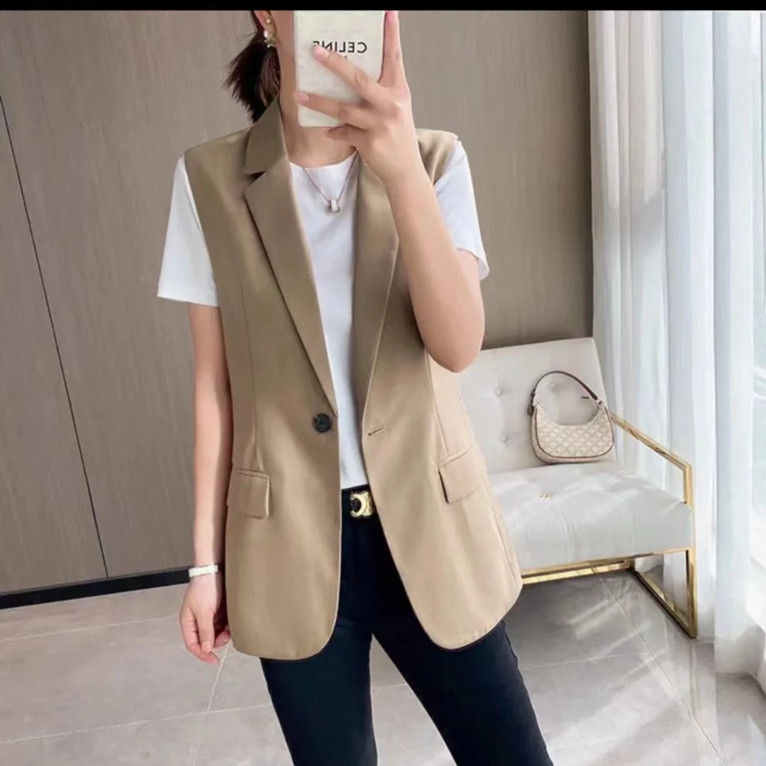 西装马甲女秋背心外搭2023年气质二侧开叉新款西服马夹坎肩外穿