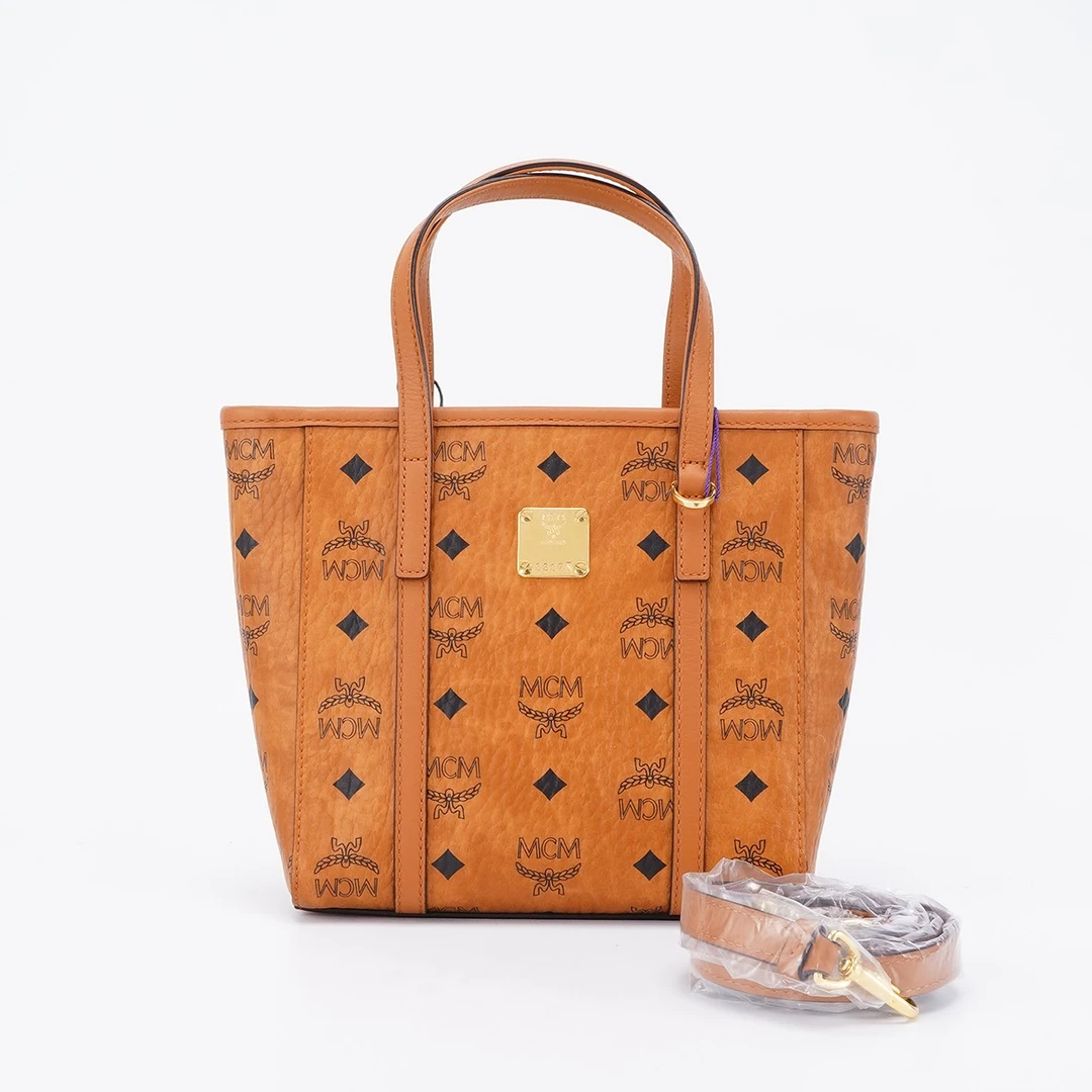 95新 MCM MCM  手提单肩菜篮子干邑色/BG22000091