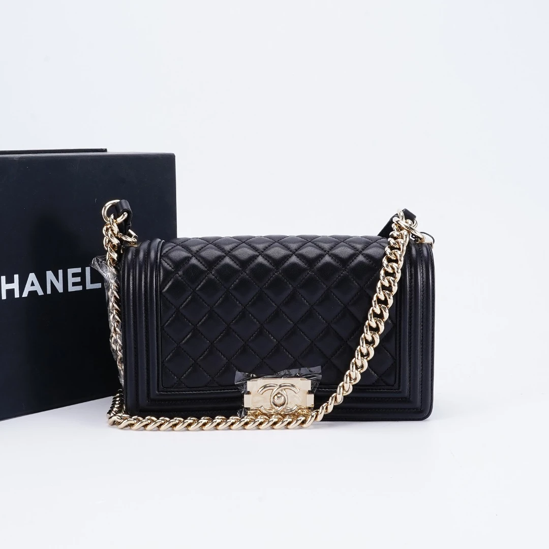 95新 Chanel/香奈儿 【桔夕牛姐】leboy中号黑金包/BG22014402