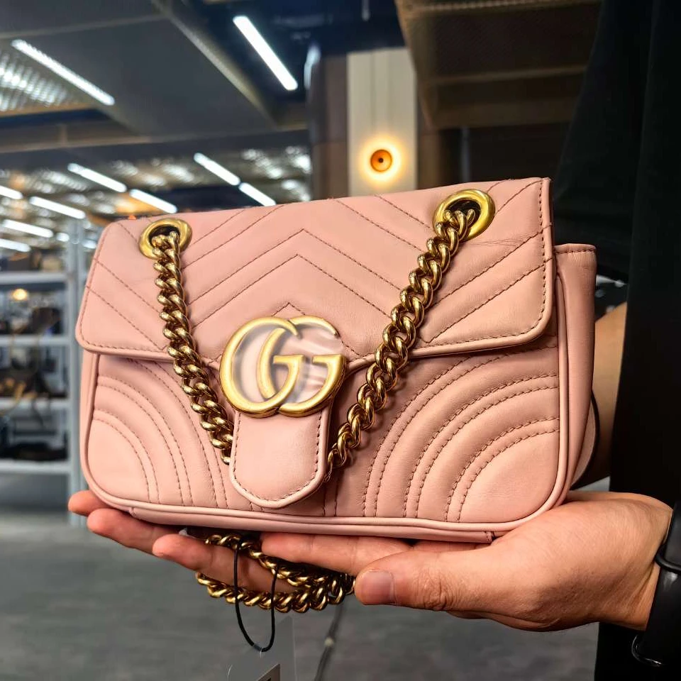 95新 GUCCI/古驰 马蒙22包粉色/TS016883