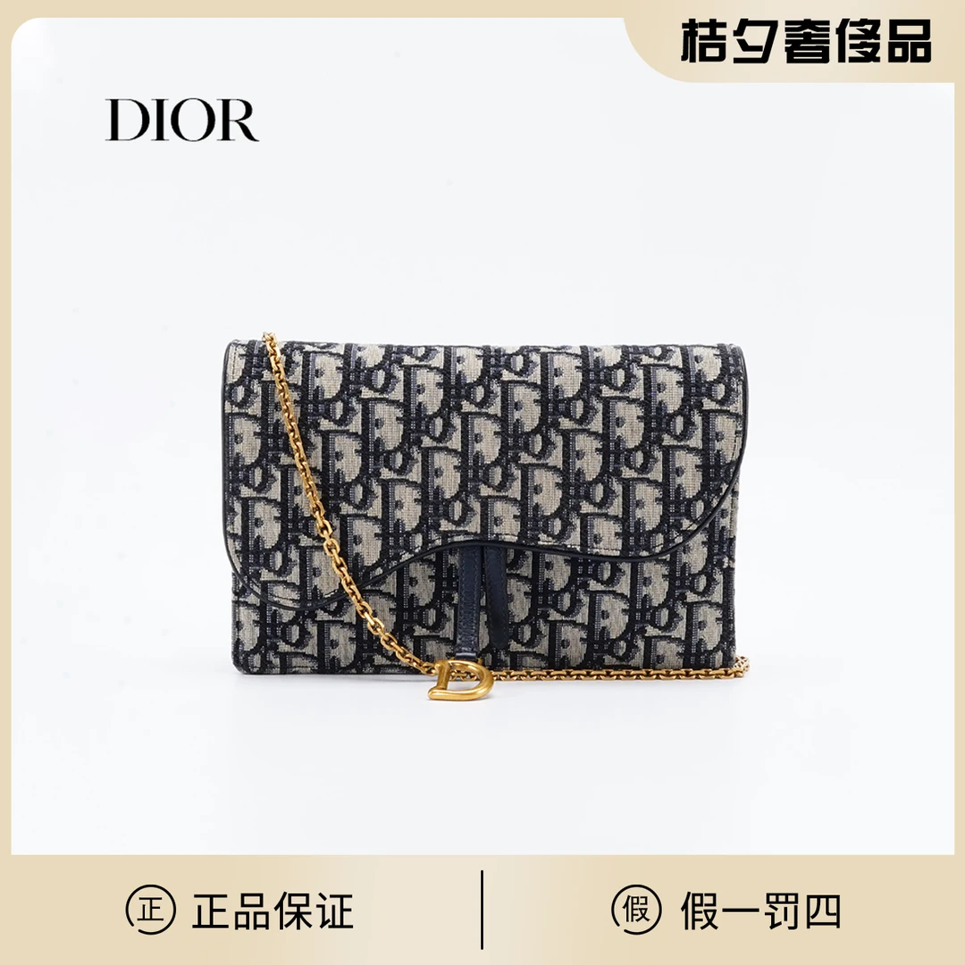 99新 DIOR/迪奥 【诗诗】链条包woc大号蓝老花/BG23005607/98新