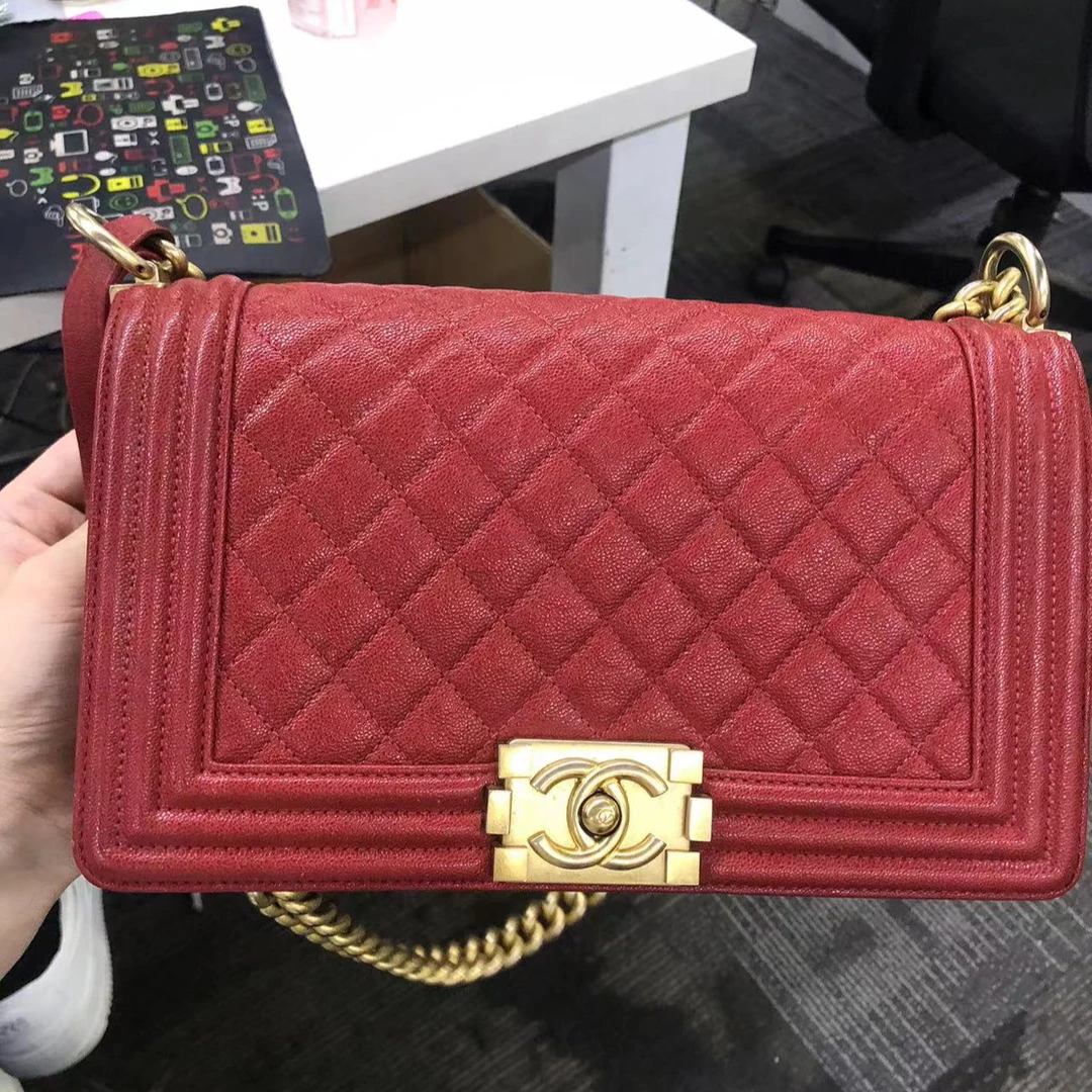 95新 Chanel/香奈儿 leboy中号荔枝纹/BG22012506