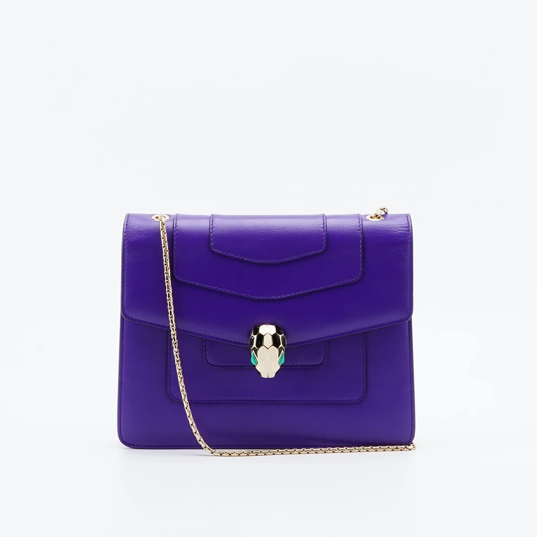 95新 BVLGARI/宝格丽 【桔夕白菜】蛇头链条包中号