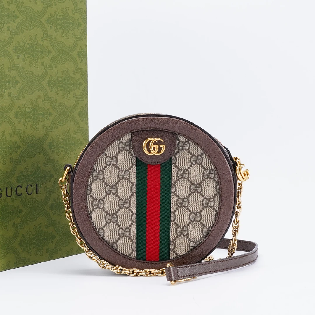 95新 GUCCI/古驰 【桔夕静文】ophidia圆饼包小号/BG22004849