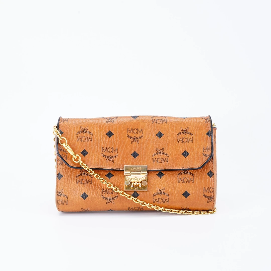 99新 MCM 【桔夕牛姐】链条包中号干邑色/BG22001753