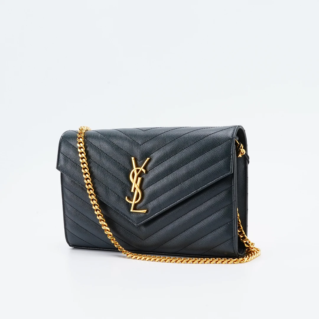 95新 YSL/圣罗兰 一口价【桔夕静文】信封包中号岩石灰/BG23008321
