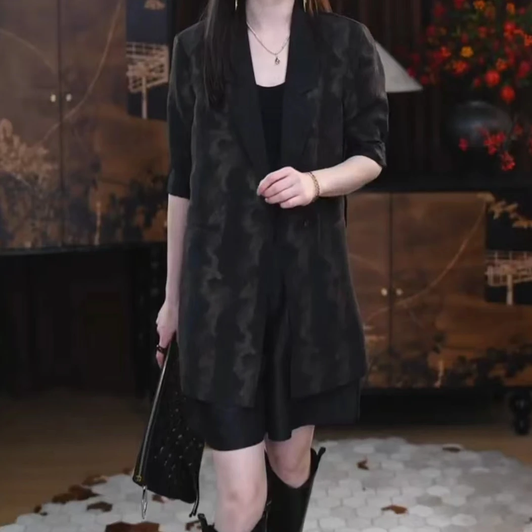 【牧泽】 香云纱新中式复古显瘦百搭国风春夏时尚短款休闲气质外套