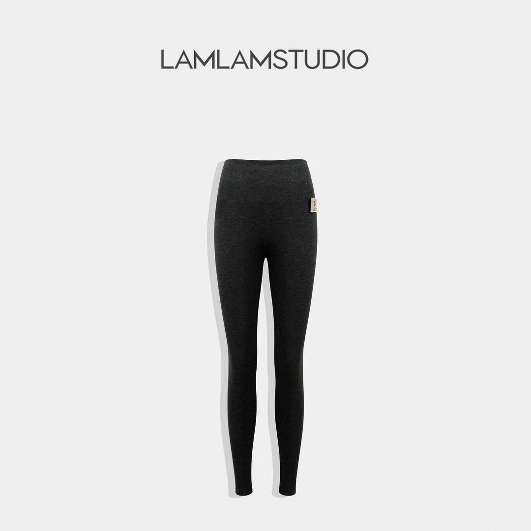 LAMLAM 张一琳“安第斯山羊绒”女士打底裤长裤修身绒裤  L2411053K