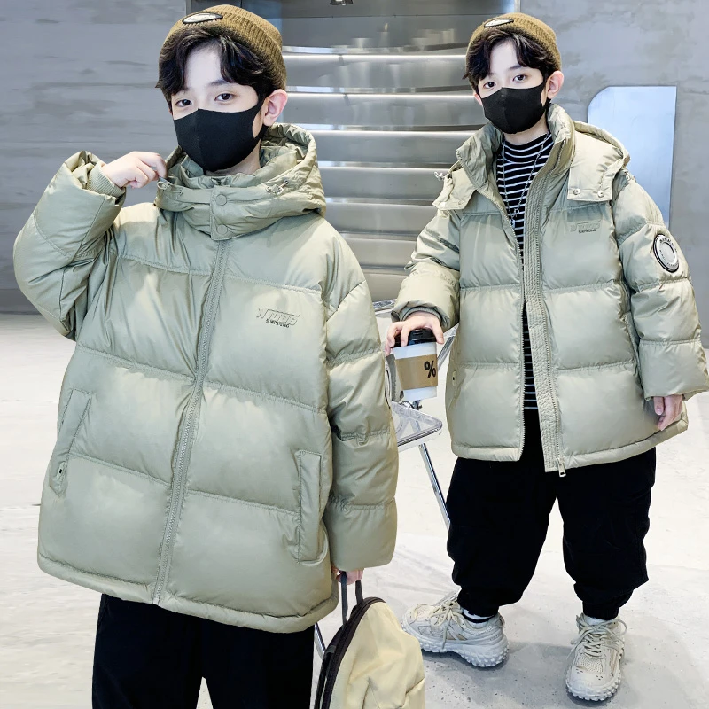男童冬季2023新款儿童装加厚外套中大儿童男孩冬款韩版连帽羽绒服