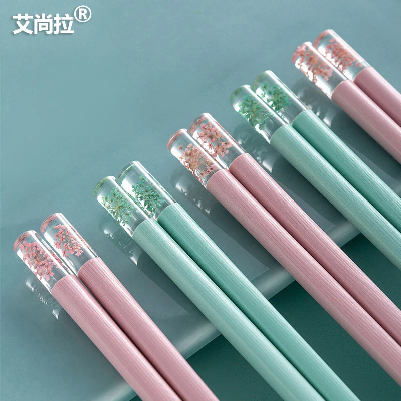 艾尚拉筷子可爱高端合金筷个性防滑日式筷子家用抗菌耐高温公筷