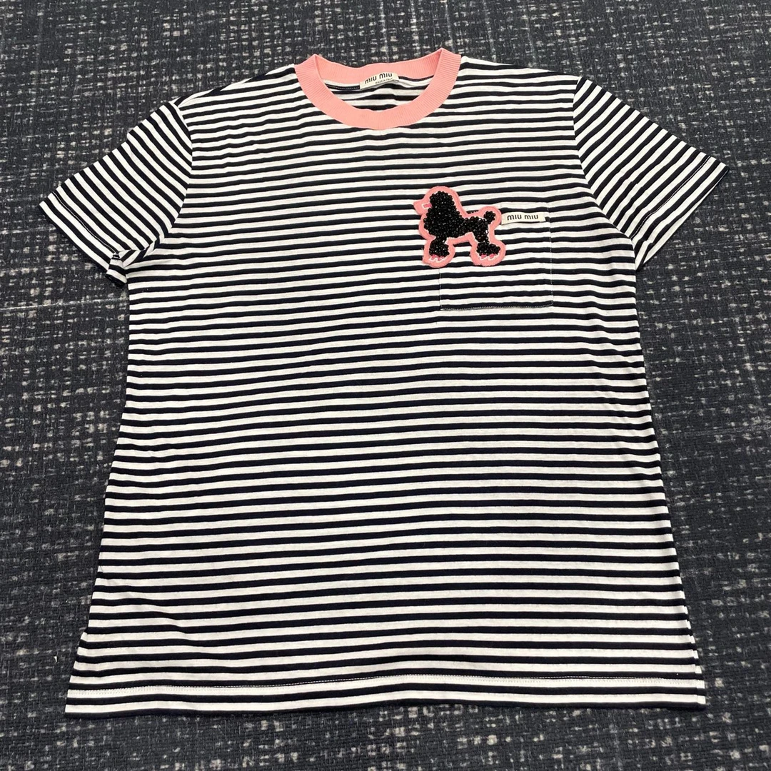 Miu Miu 缪缪 黑色条纹短袖 XS码 99新 001158