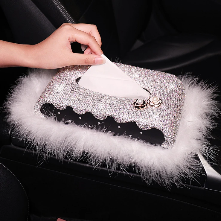 耐磨纸巾盒网红女神款汽车抽纸盒车内扶手箱餐巾纸盒车用时尚手工