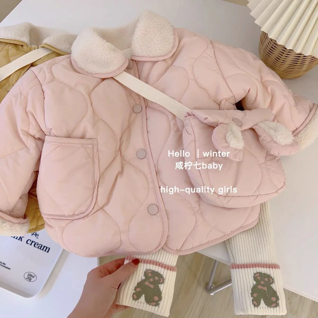 女童服冬季新款儿童加绒衣洋气女宝宝甜美冬装加厚保暖外套