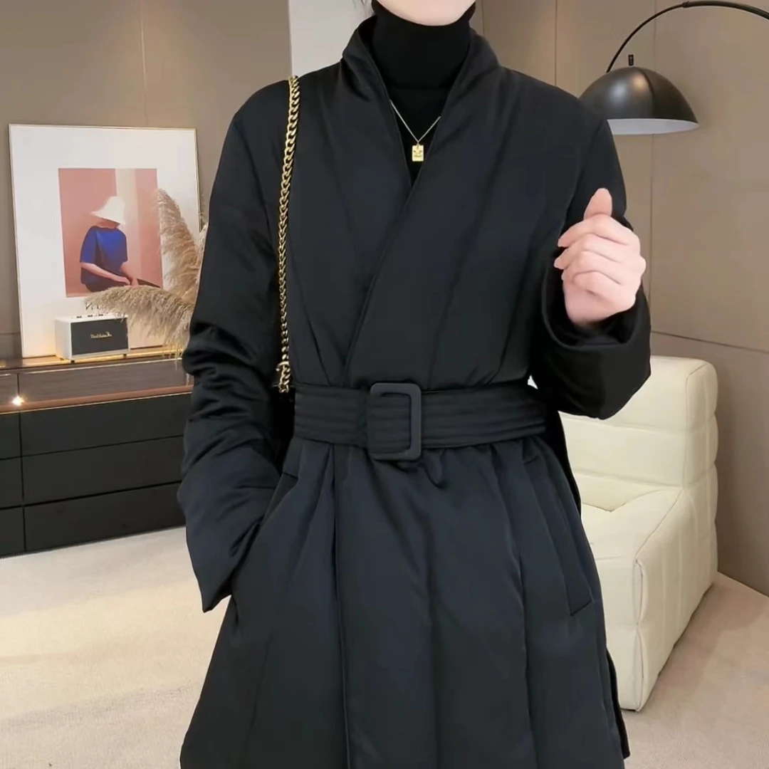 现货90白鸭绒羽绒服显瘦2024秋冬新款气质拼接短款冬季外套S-XL