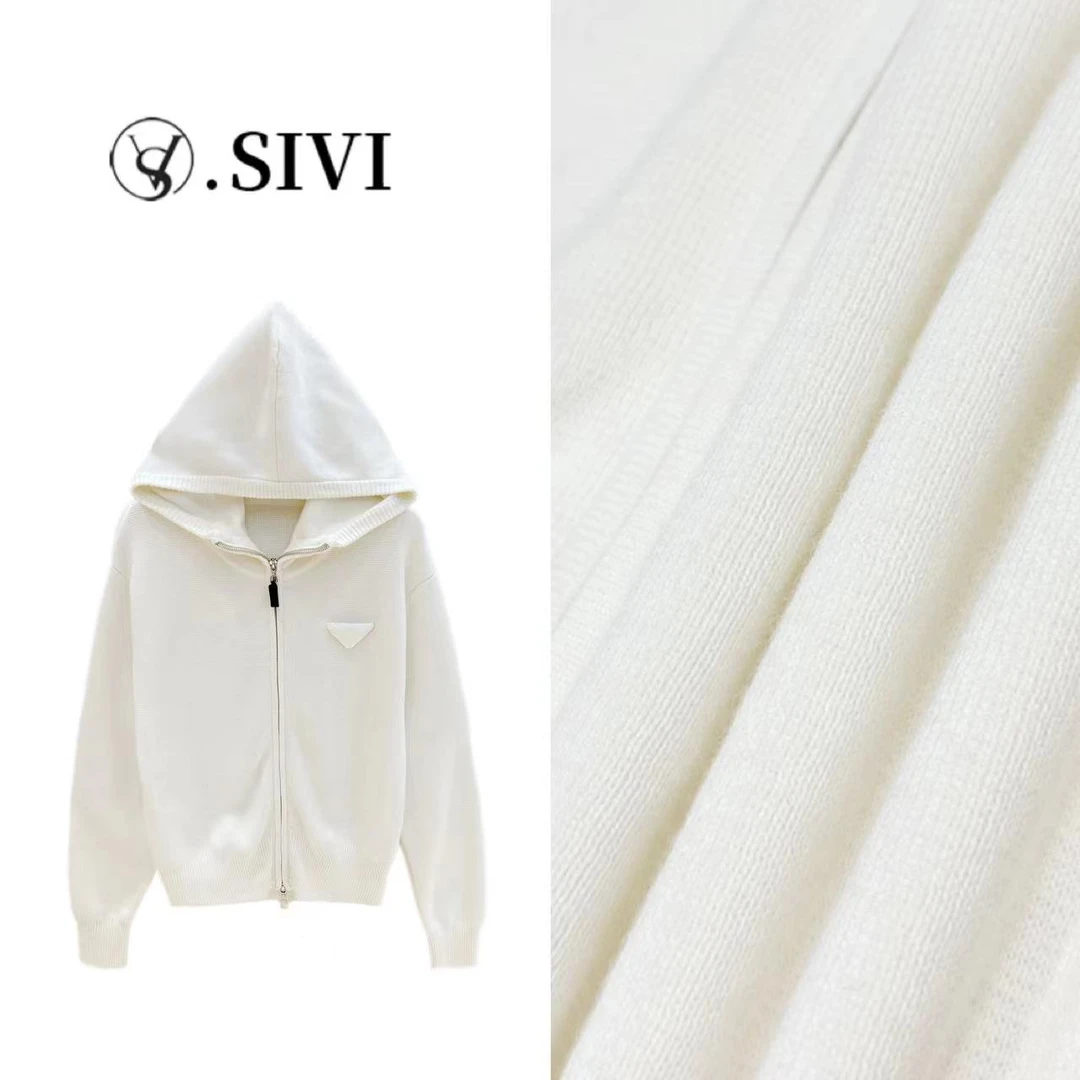 熙薇连帽拉链毛衣【微风拂面】2024早秋新款时尚休闲气质上衣F6331