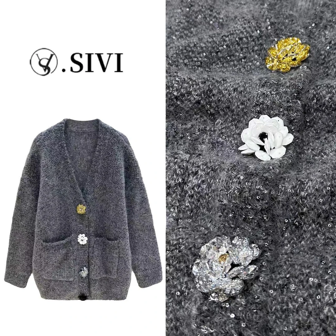 熙薇气质毛衣外套【特别的你】秋冬新款慵懒感上衣F6662