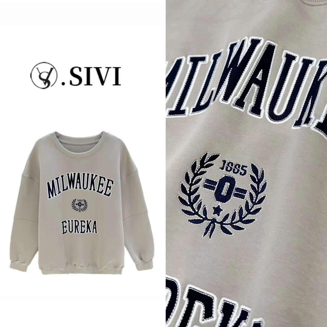 熙薇潮牌大板卫衣【热血高校】2024早秋新款时尚百搭休闲上衣F6364